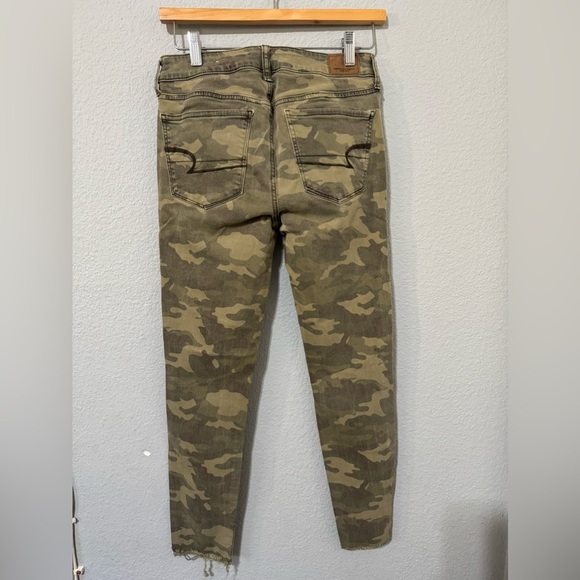 American Eagle Women Army Super Stretch X Mid Rise Distressed Denim Jegging Sz 6 - Picture 9 of 15